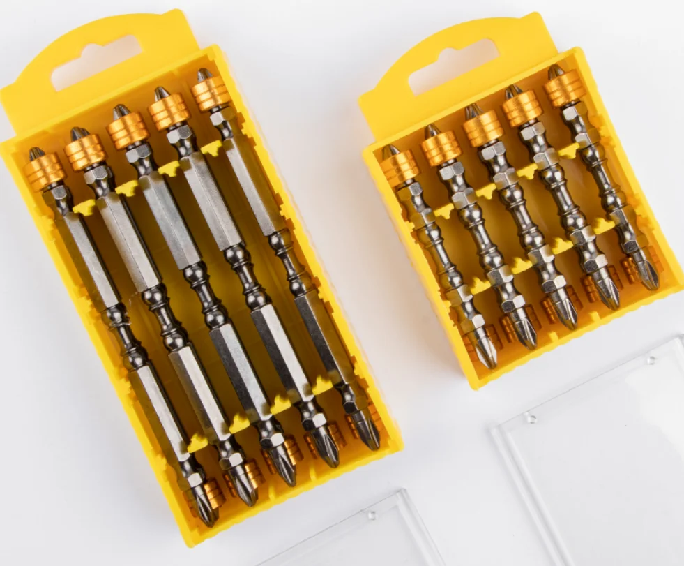 10Pcs PH2 head Magnetic screwdriver bit set Cross double non-slip 65mm length with screw