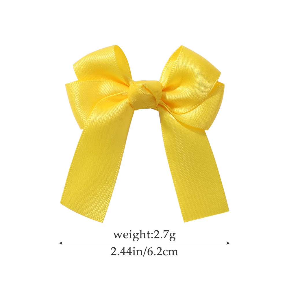 Satin Ribbon Bows Clips for Cute Girls Candy Color Bowknot Hair Clips Hairpin Barrettes Headwear Kids Baby Hair Accessories 3710