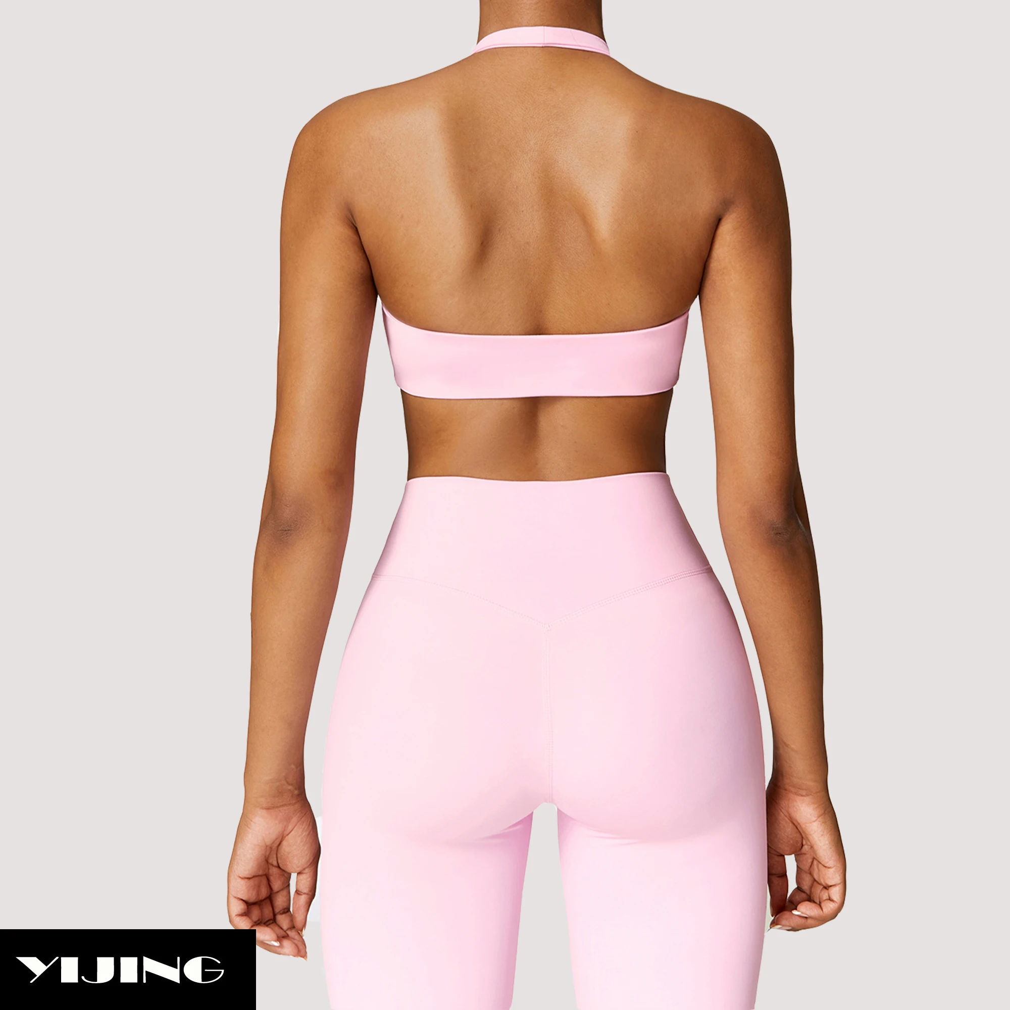 Yijing New Style Private Logo Service Fitness Summer Sports Wear Halter Neck Sports Bra Sportswear & Gym Wear