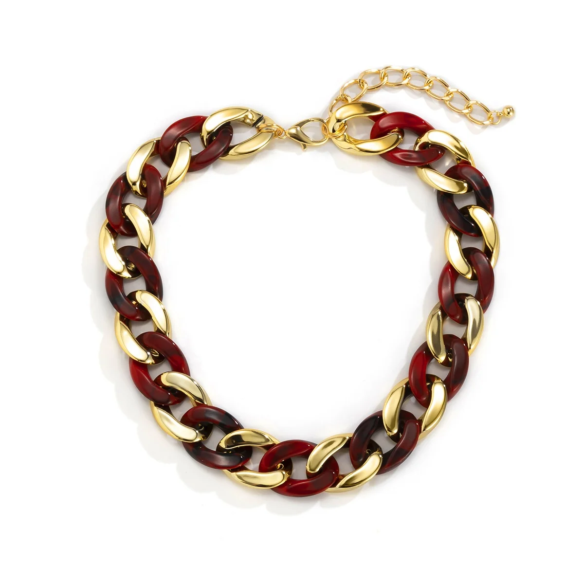 VEROMCA American Punk Hollow out Chain Necklace Female Hip Hop Metal Aluminum Chain Acrylic Necklace