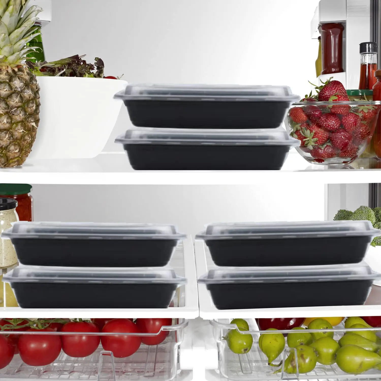 28 oz Plastic Meal Prep Containers with Lids, Leakproof Rectangular Food Storage Container Box for Restaurant