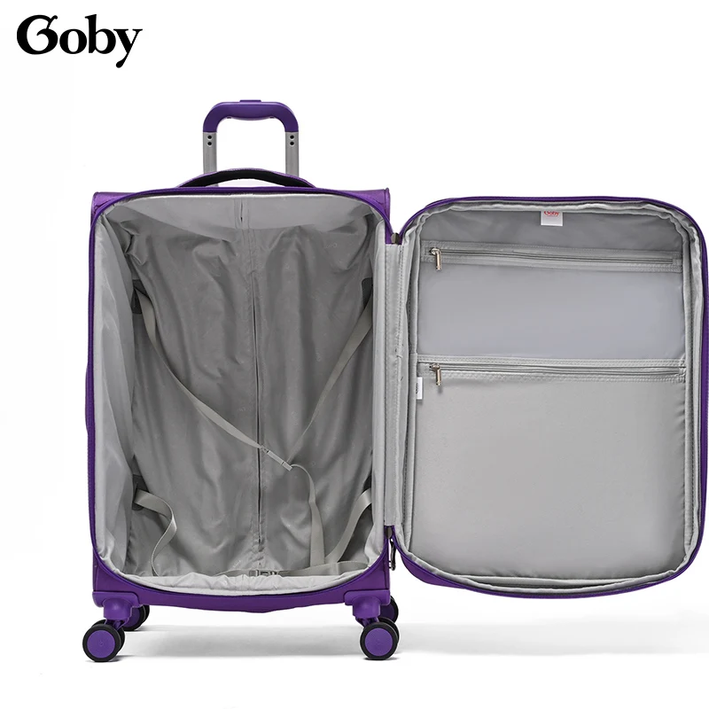 Goby London Unisex 4-Wheel Soft Oxford Fabric Trolley Suitcase Waterproof Travel Luggage Sets  Zipper Closure for Travel