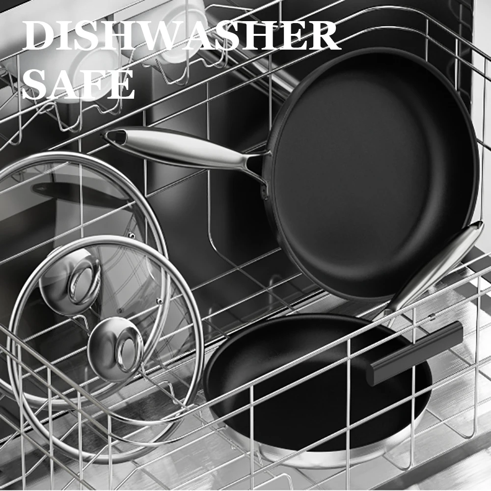 Kitchen Cookware Stainless Steel Ceramic Flat Frying Pan Kitchen Eco-friendly No Toxic Nonstick Saute Pans with Stay Cool Handle