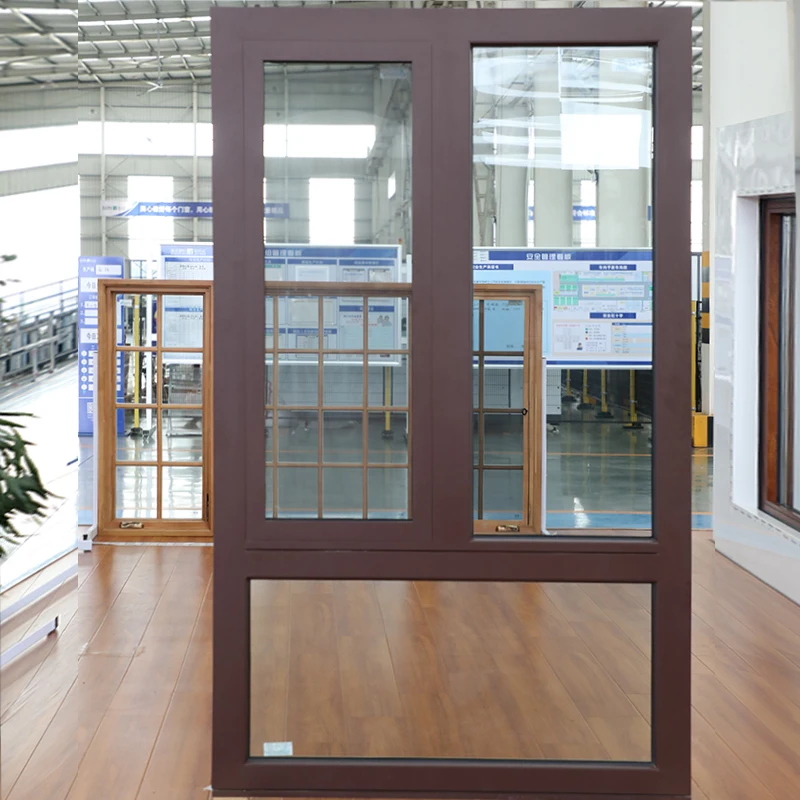 2024 latest highly customized Factory price Wooden windows with aluminum cladding casement and sliding window