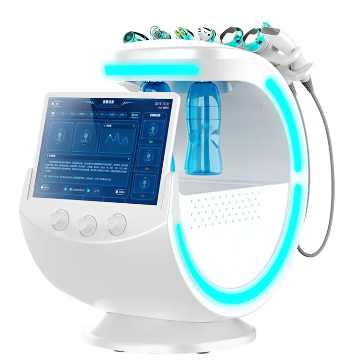 Portable Oxygen Jet Peel Smart Ice Blue Radiofrequency Skin Scrubber Dermabrasion Facial Machine with Skin Analysis System