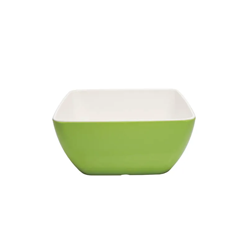 5/8/10/12 inch Cereal Bowl Double Color Plastic Salad Serving Bowl Colored Melamine Square Bowl