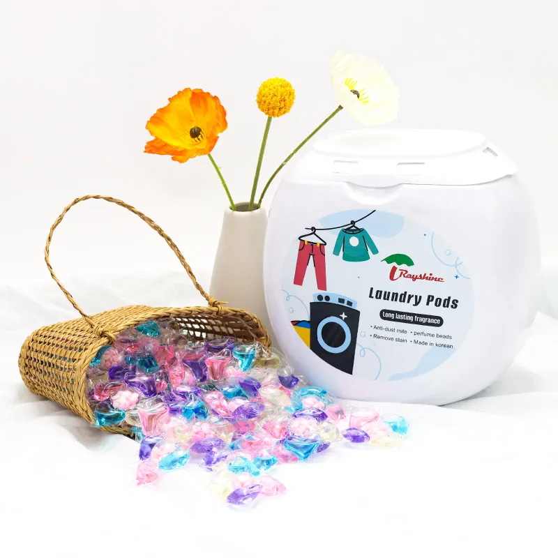 Beautiful 5 in 1 Laundry Pods Bitter Pod Child Safe  Fragrance Booster Beads Custom Private Brand Label 100 Pcs/box