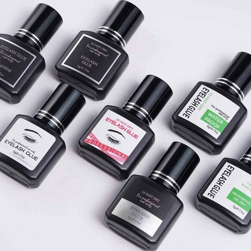 5mL Adhesive Private Label Professional Use Only Vegan Black Glue Eyelash Extension Supplies Quality 1 Sec Fast Dry Eyelash Glue