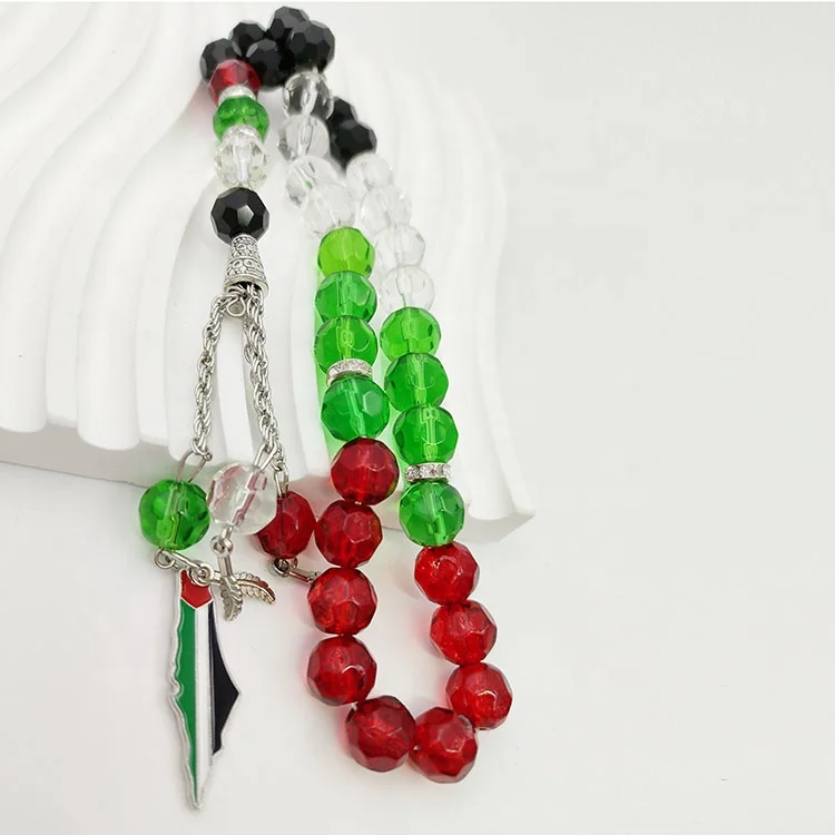 In Store 33 Beads 10mm Islamic Palestine Flag  bracelets Tasbih Prayer Beads