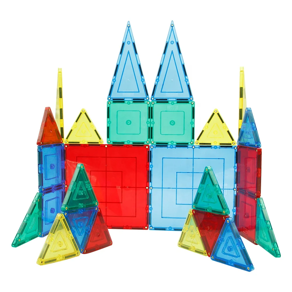 diy kids stem educational large magnetic plastic building blocks tiles toys