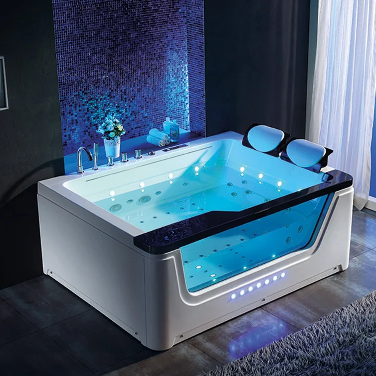 Bathroom luxury colored light bathtub Transparent silicone bath pillow massage bathtub for 2 person