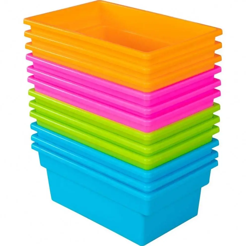 BSCI Audit New Versatile Neon Colors All-Purpose Bins Stackable Plastic Compact Storage Tubs For School Home or Office Use