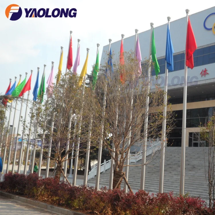 Yaolong 6-15M Aluminum Alloy Electric Motorized Flag Pole Stainless Steel Manual Internal Halyard Flagpole