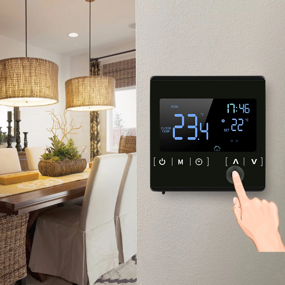 LCD Touchscreen Thermostat Programmable Electric Floor Heating System Thermoregulator Touchscreen Automatic Thermostat