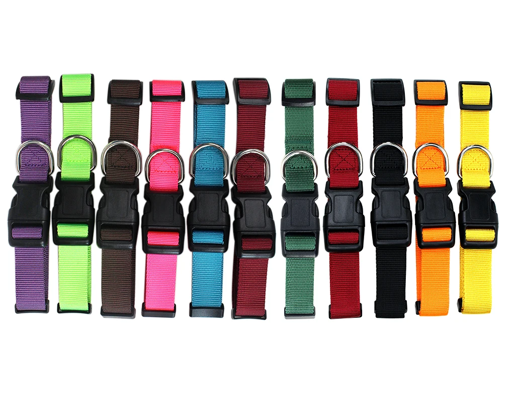 High Quality ECO-Firendly Different Colors And Size Large Nylon Webbing Dog Collar For Big Dog Adjustable Custom Pet  Collar