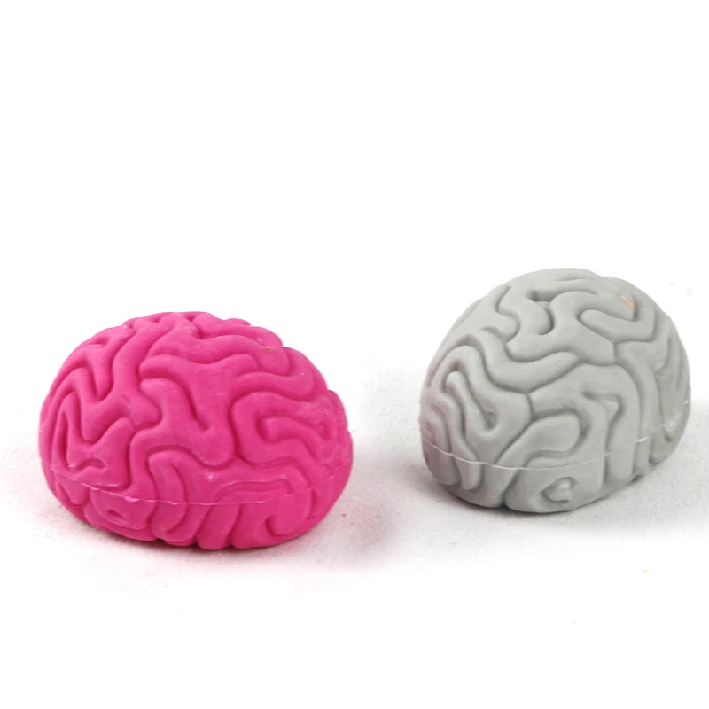 Soododo Hot Sale Stationery 3D brain Skull Shaped Topper Pencil Eraser Office Eraser