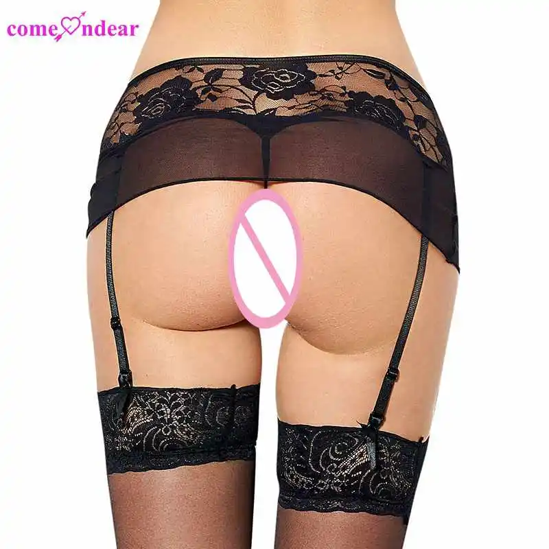 Изысканный черный цветочный сетка плюс размер женский сексуальный кружевной пояс подвязки