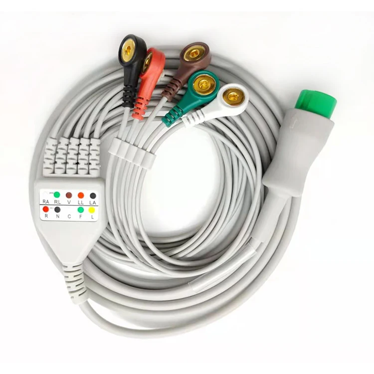 Compatible with Mindray 12pin 5LD Snap AHA ECG Cable