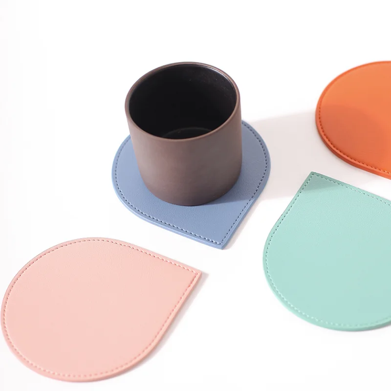 2022 High Quality PU Leather Coaster Drinks Coaster Leather Coffee Tea Cup Mats Coffee Drink Coaster