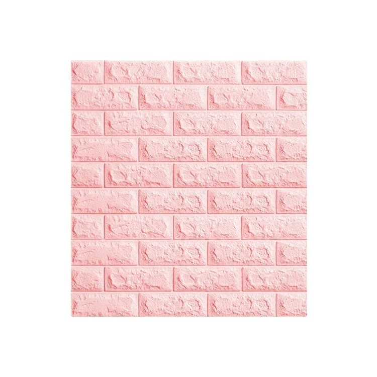Modern 70x77cm Wall Decoration Adhesive Waterproof Pink White PE Wallpaper Home Decoration 3d Pink Color Foam Wall Sticker