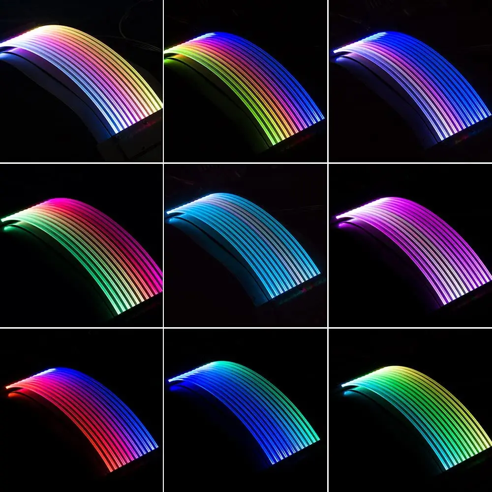 Sleeved Straight Transfer Power Supply PSU 24 Pin Motherboard Flat Cable Extension RGB PC Cables For Gaming PC SYNC