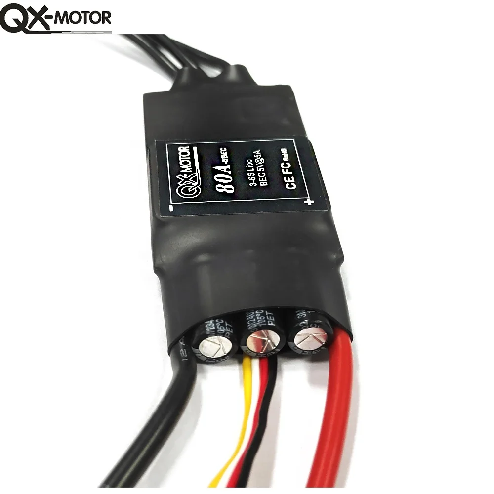 QX-MOTOR 80A 3-6S Brushless ESC with 5v BEC for 64mm 70mm EDF Model Fixed-Wing Aircraft RC Parts & Accs