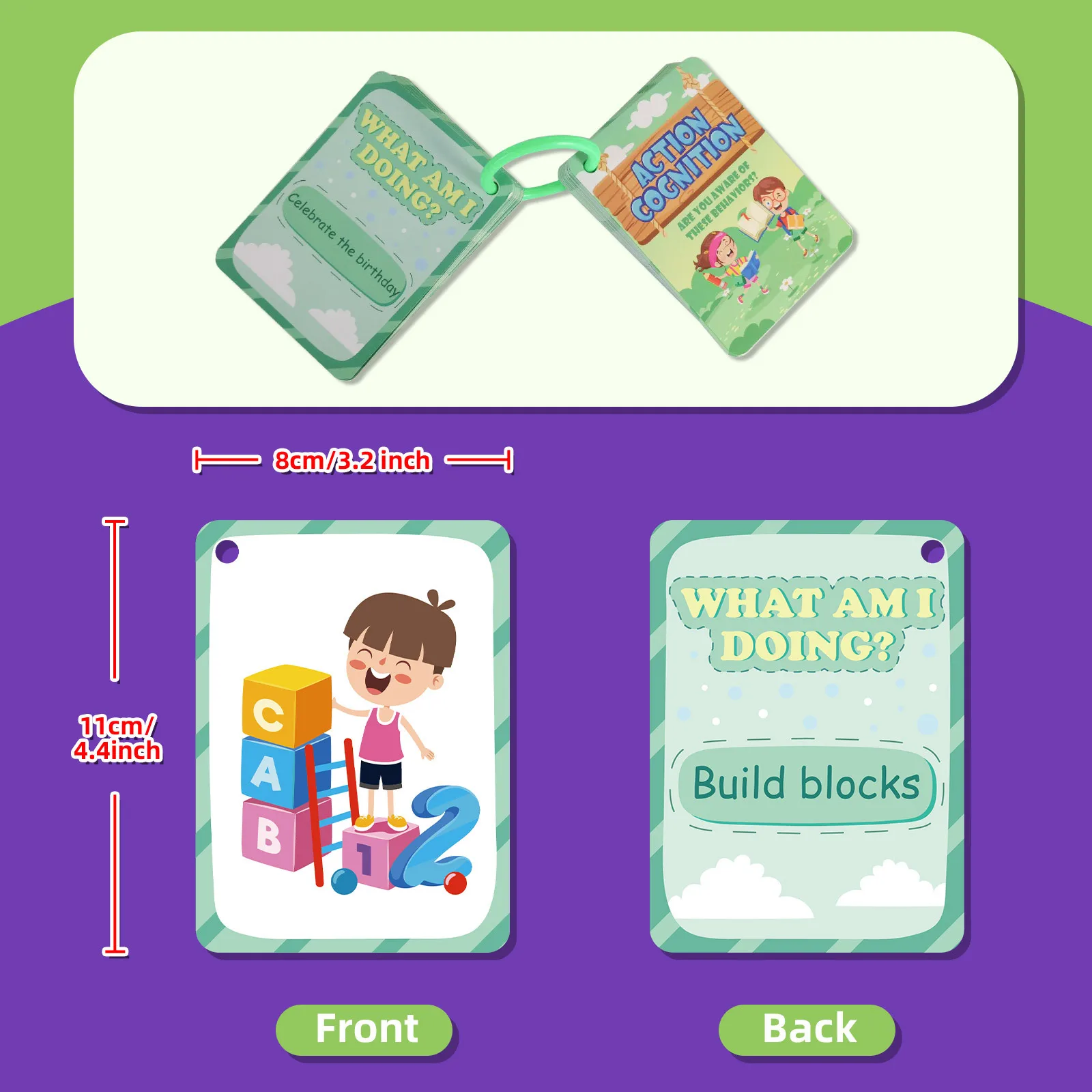 50 PCS Behavioral Cognitive Educational Flash Cards Children Puzzle Early Education Cards Double-sided Fun Puzzle Toy Cards