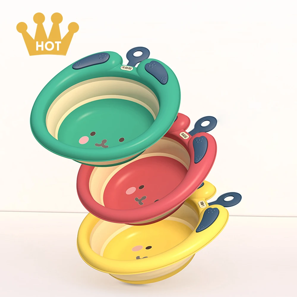 Portable small folding wash basin baby bathing basin with wash basin hook