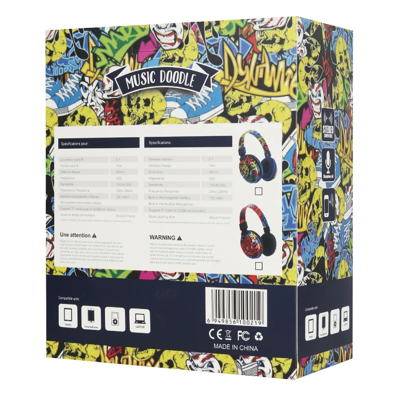 Somostel Earphone Factory BK-21 Graffiti Wireless Earphone Headset BT 5.0 Gaming Headphone Computer Game Playing Earphone