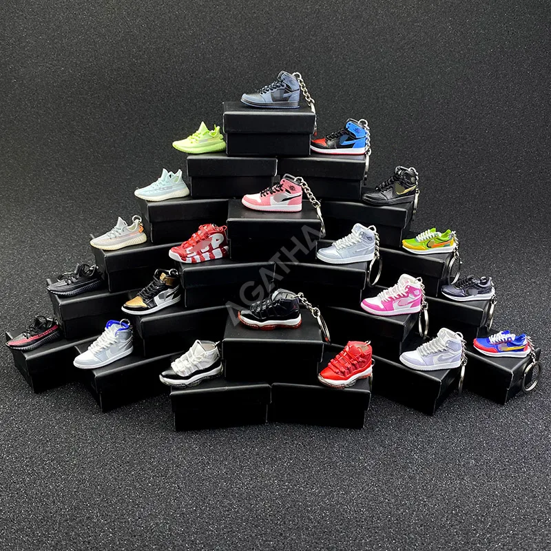 Fashion basketball red bulk designer AJ 11 3d  printed mini sneaker aj jordan shoe keychain