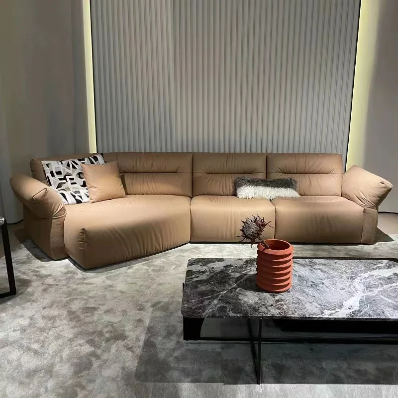 CBMmartHot Popular Living Room Sofa Cloud Series Cushion Feather Filling White Linen/Velvet Sectional Sofa