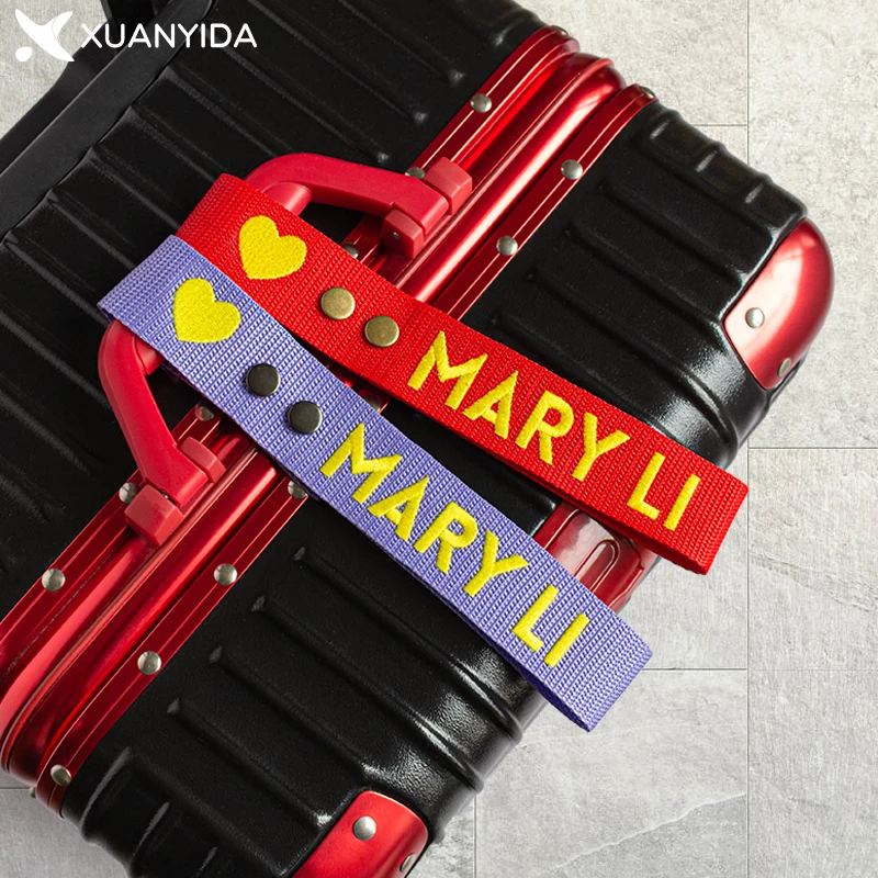 Custom Korean Cotton Kids Name Bag Tag Embroid Canvas Tag Strap Iron on Embroidery Patches Ribbon Tape for Children Girls Boys