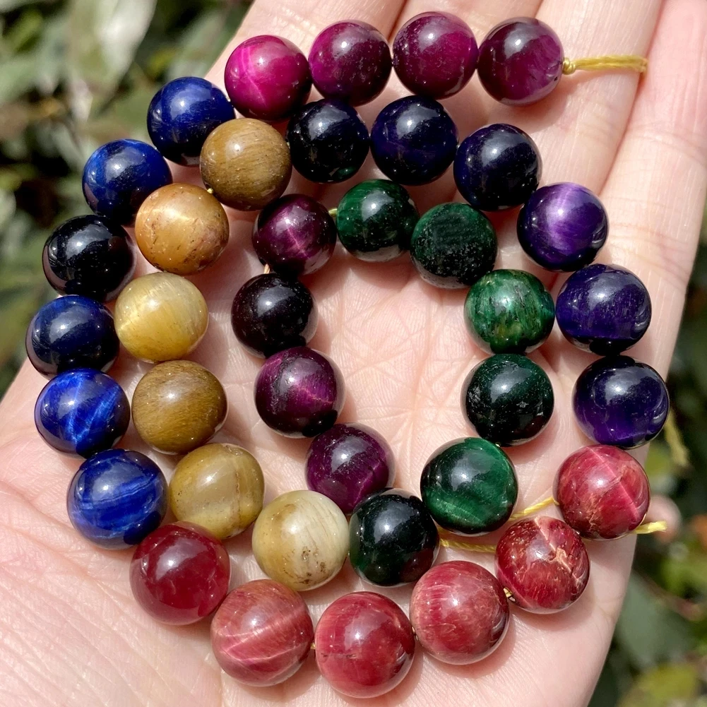 AAA Natural Natural Stone Beads 6-10mm Aquamarines Lava Opal Rose Quartz Tiger Eye Moonstone Round Beads for Jewelry Making Diy