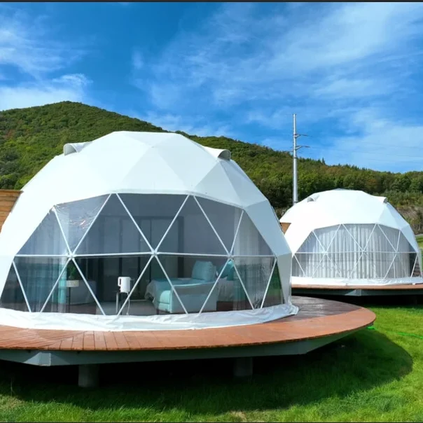 Luxury 5m 6m 7m 8m glamping resort hotel geodesic igloo tent round dome house  tent for resort