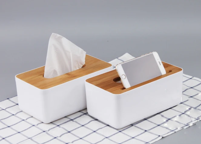 tissue box bamboo and wooden