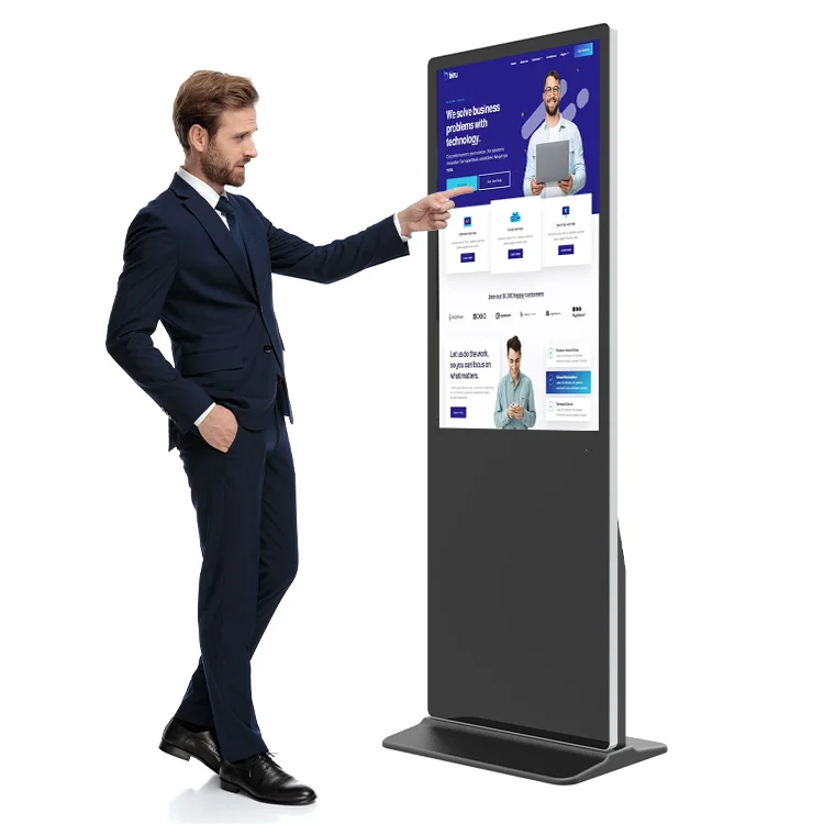 Custom Software 43 49 55 65 inch 4K HD Educational Interactive Led Screen Floor Lcd Touch Screen Kiosk For Presentation