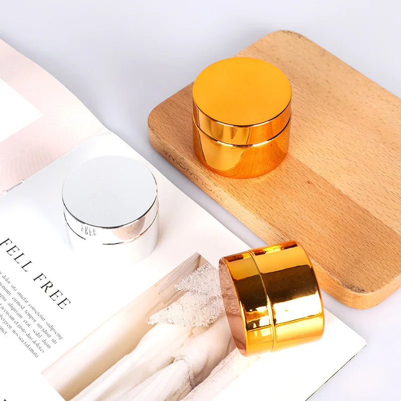 Wholesales Empty Refillable Bottle 5g 10g 15g Glass Electroplate Gold Silver Face Cream Jar 20g 30g 50g Cosmetic Cream Packaging