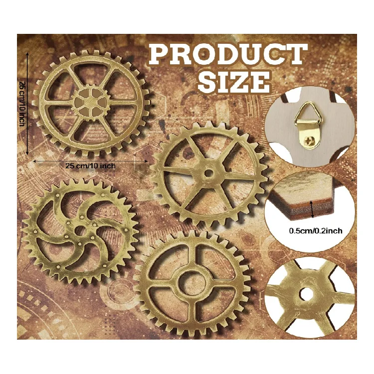 Gear Wheel Wall Decoration Vintage Wooden Gear Combination Farmhouse Hanging Wall Decor