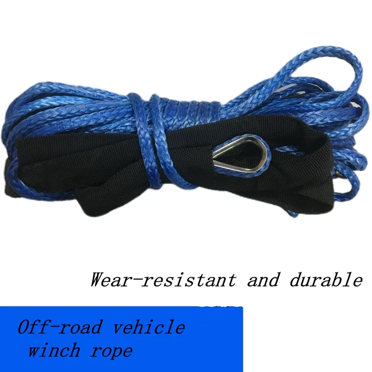 Synthetic winch rope with hook 25500 pounds rescue cable card winch rope synthetic rope rescue cable black