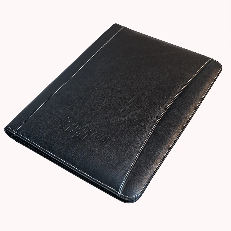 5*7 Ring Binder File Genuine Organizer Leather Portfolio Binder File Folder with Calculator