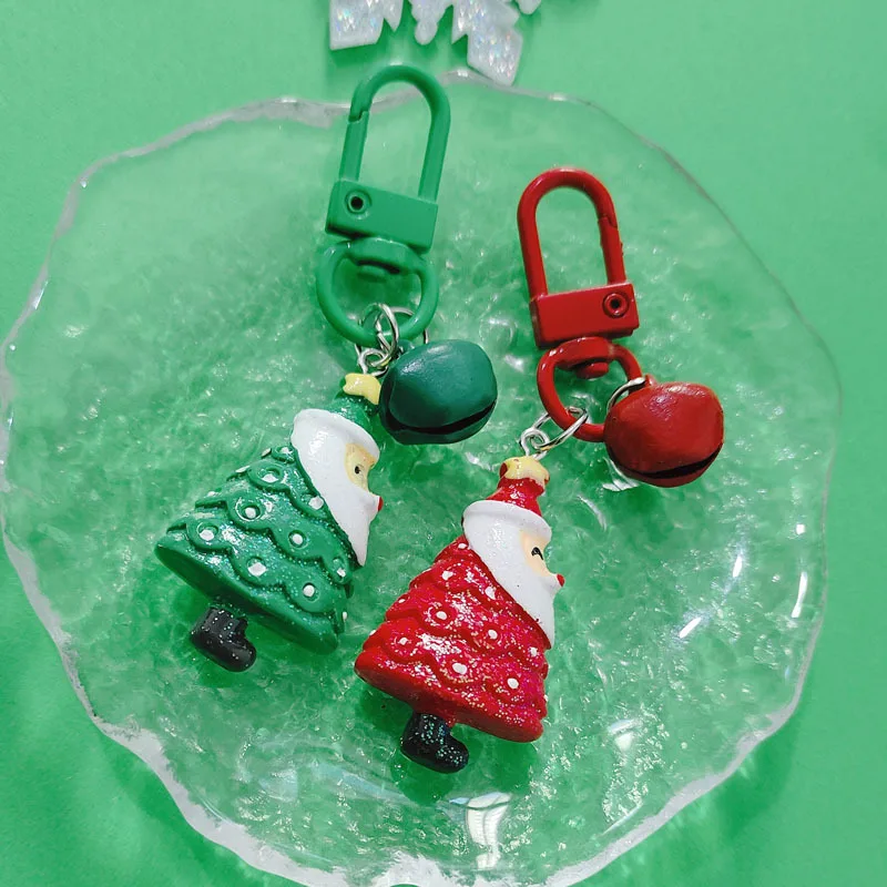 christmas santa iphone accessories strings of glass beads christmas 3d keychain christmas tree pendants