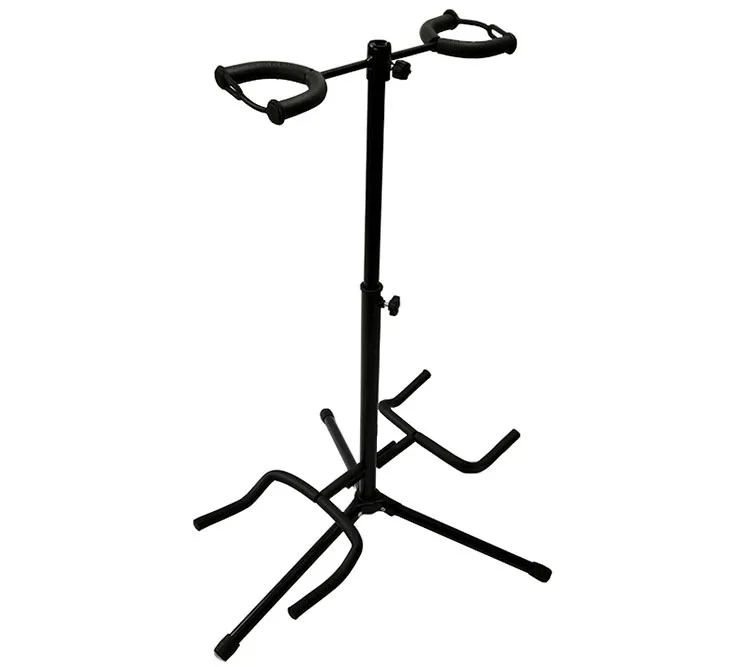 Factory Direct metal vertical guitar stand can hold 2 guitars for folk classical double head guitar stand