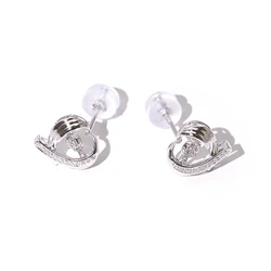 Оптовая продажа, серьги в форме сердца из белого золота и платины с бриллиантовыми буквами в стиле cc