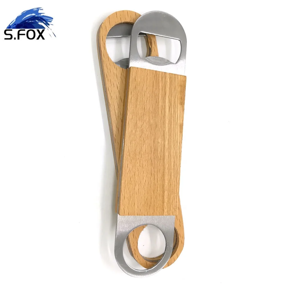 Galvanized Metal Opener with Wooden Handle Beer Bottle Opener and Hang Up Hole
