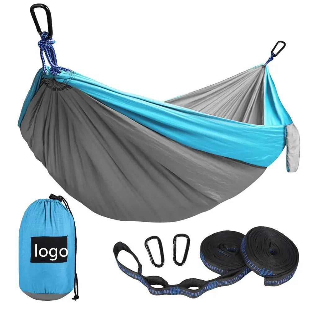 Portable Indoor Outdoor Camping Hammock with 2 Hanging Straps/Lightweight Nylon Parachute Hammocks for Backpacking