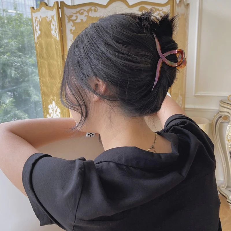 13cm Simple Style Large Hair Dress Elegant Solid Acrylic Resin Plastic Colourful Coating Film Hair Claw Clip for Women and Lady
