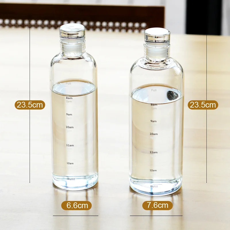 Heat Resistance Sublimation Bpa Free Transparency Sport Water Bottle With Time Marker