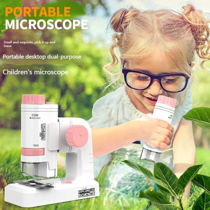 Professional  Educational Portable Microscope pretend play Beginner Microscope  With Light  Science Microscope For Kids