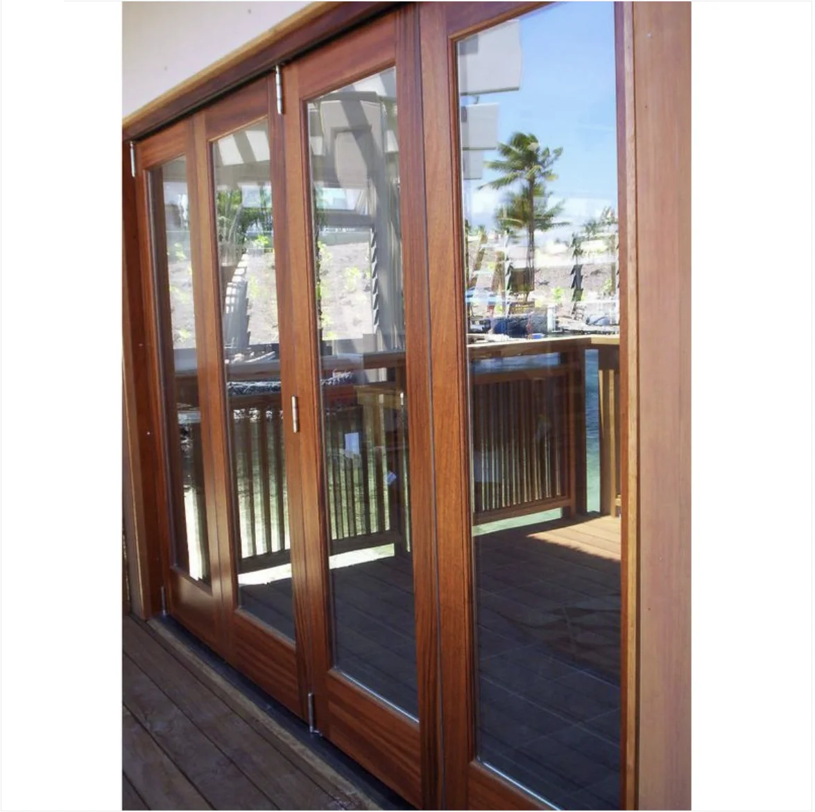 Aluminum profile double entry door with double glass