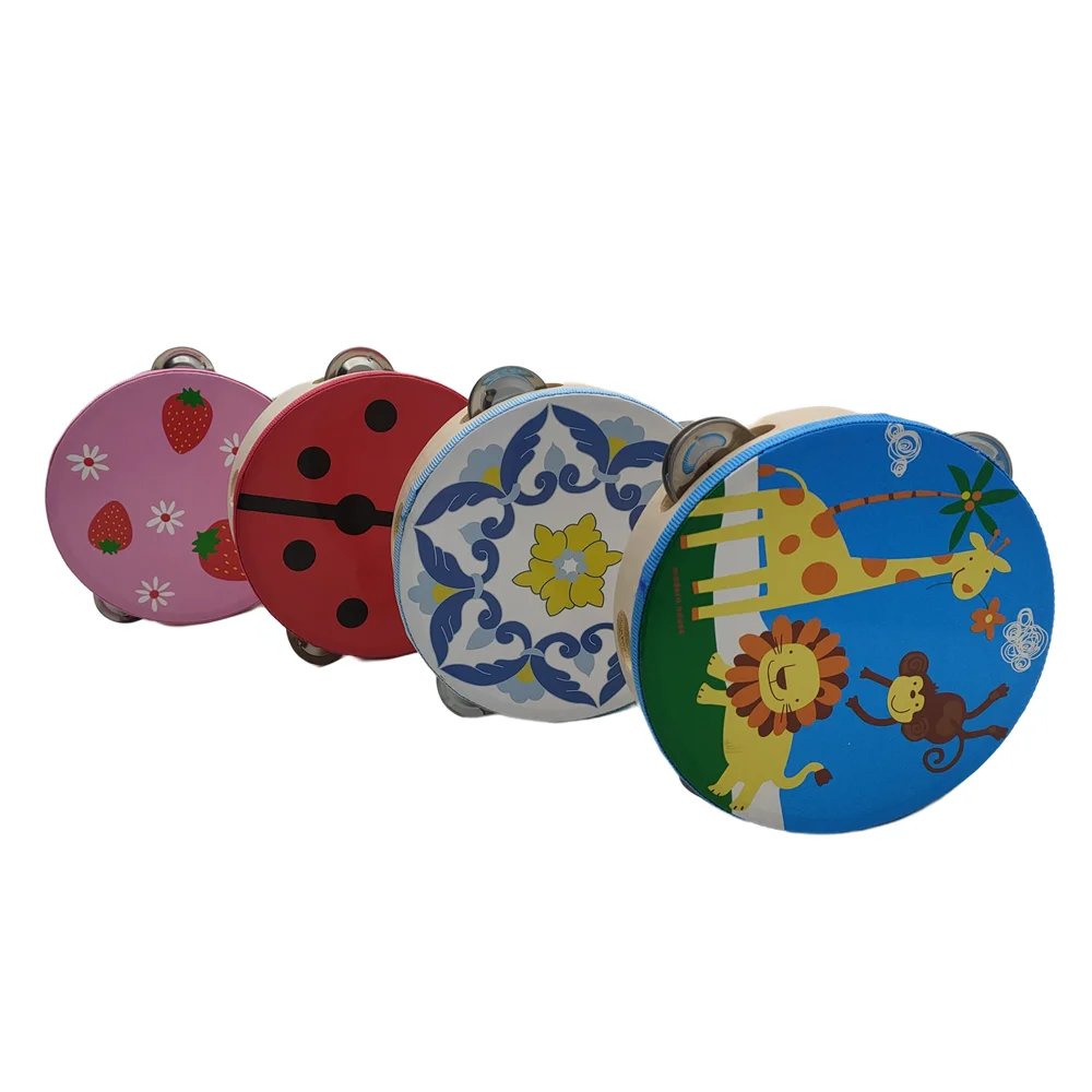 Th4-high Quality Wooden Laser Flashing Tambourine Pattern Double Row 8 Inch For Sale